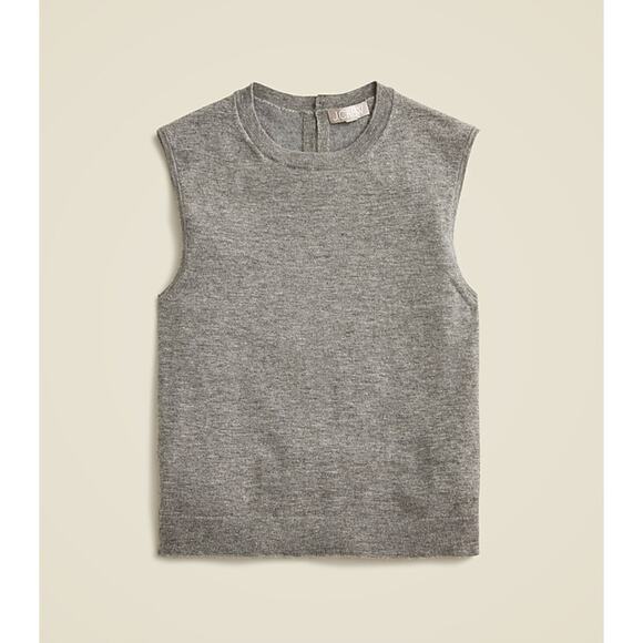 J.Crew Featherweight Cashmere Cropped Sweater Shell Vest Knit Gray Small NWT - Picture 1 of 9
